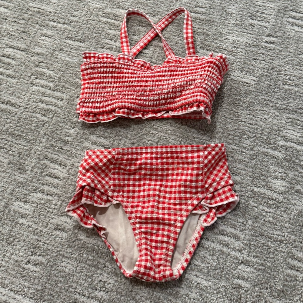 Cat & Jack Red Gingham Kids Swim Bikini